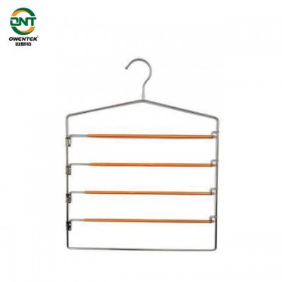 4 bars PVC-coated Metal Hanger for trousers hanger with wire for skirts metal hanger for pants