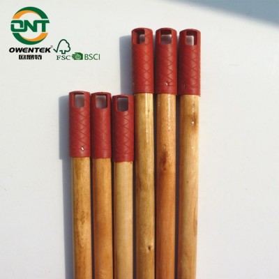 1.2m 22mm varnished wooden broom stick handles with plastic hooks