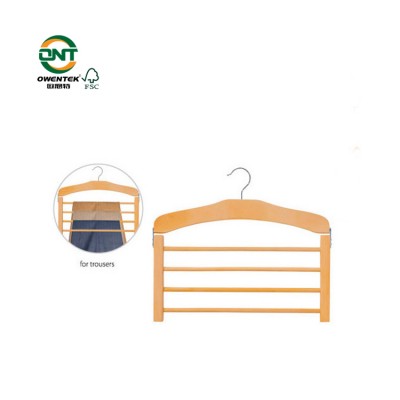 Multifunction Foldable Saving Space Clothes Or Pants Hanger Multi Layer Wooden Cloths Hangers