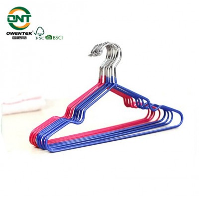 wholesale cheap colored plastic coating metal wire hanger , laundry hanger outdoor hanger