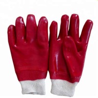 Red fully coated knit wrist fishing PVC glove